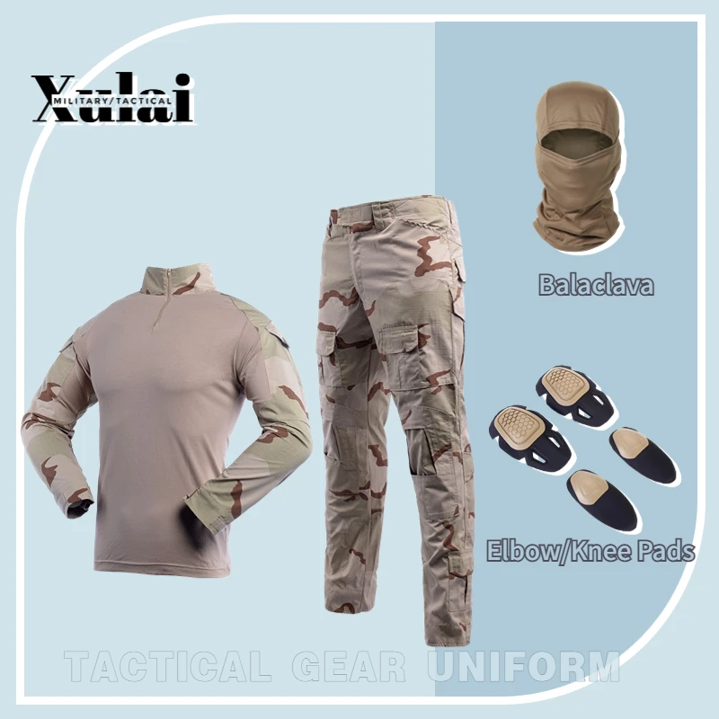 Military Dersert Camouflage Suit Tactical Shirt Cargo Pants Cap For Men Balaclava Knee pads
Military Dersert Camouflage Suit Tactical Shirt Cargo Pants Cap For Men Balaclava Knee pads