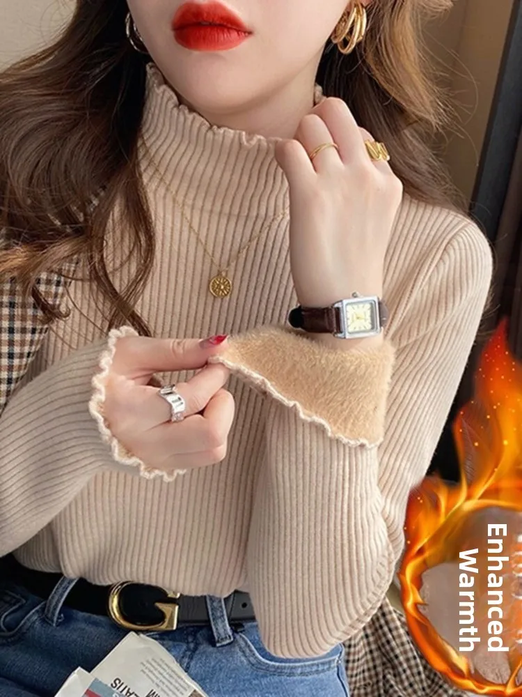 Ladies Thickened Integrated Velvet Knitted Sweater Lazy Style Half High Collar Warm Inner Wear Spring 2026 Soft Regular Fit Top
Ladies Thickened Integrated Velvet Knitted Sweater Lazy Style Half High Collar Warm Inner Wear Spring 2026 Soft Regular Fit Top