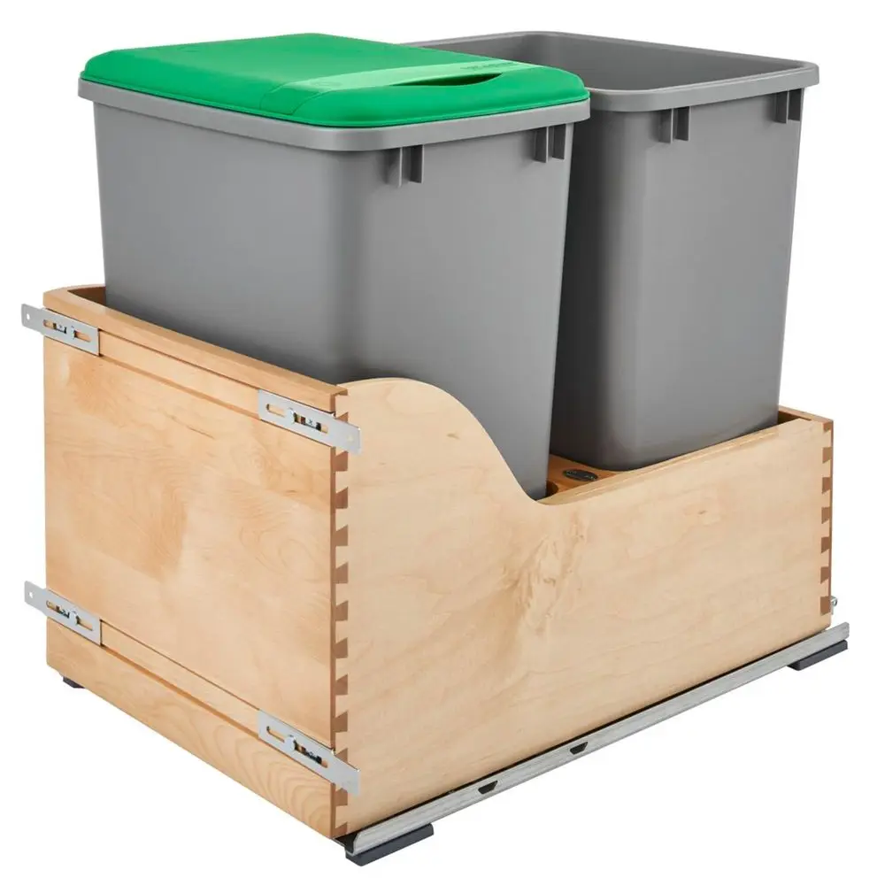 Pullout Trash Cans for Kitchen Cabinet, Dual 35 Qt Bins with 15 Wood Frame Large Garbage Bin Containers for Home Waste Storage
Pullout Trash Cans for Kitchen Cabinet, Dual 35 Qt Bins with 15 Wood Frame Large Garbage Bin Containers for Home Waste Storage