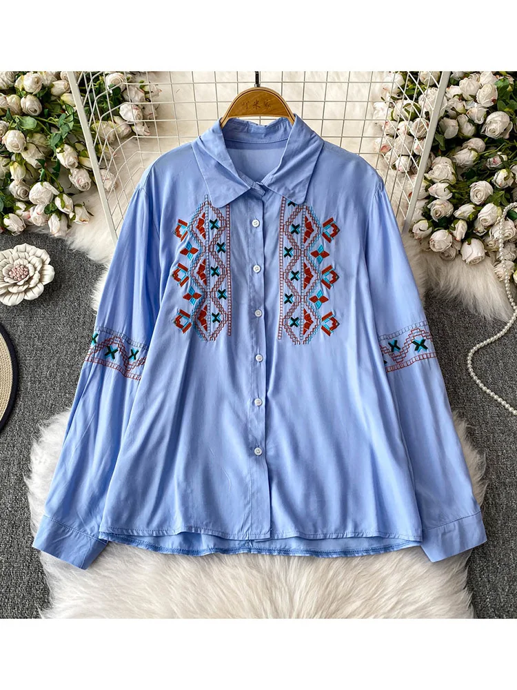 Women's Spring Shirt Ethnic Style Art Retro Embroidery Lapel Long Sleeved Shirt New Commuting Style Slimming Shirt BL179
Women's Spring Shirt Ethnic Style Art Retro Embroidery Lapel Long Sleeved Shirt New Commuting Style Slimming Shirt BL179