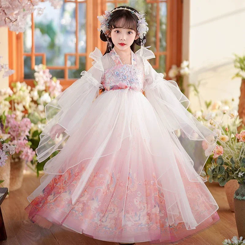 Cute Girl Birthday Gift Embroider Flower Hanfu Dress Kid Traditional Chinese Vintage Hanfu Child Carnival Costume Cosplay Dress
Cute Girl Birthday Gift Embroider Flower Hanfu Dress Kid Traditional Chinese Vintage Hanfu Child Carnival Costume Cosplay Dress