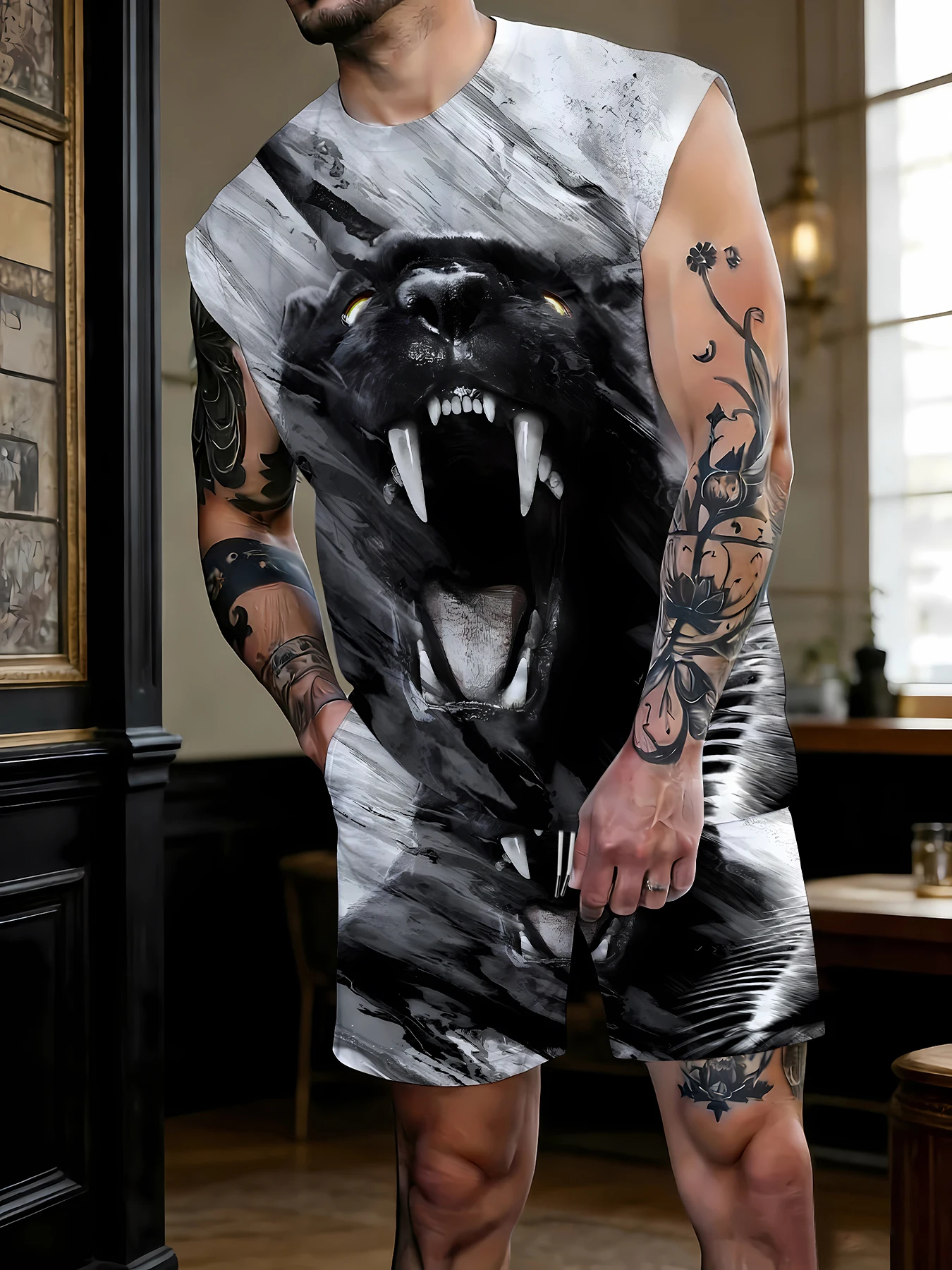 Men's Summer Sleepwear Set Sleeveless Top and Shorts Breathable Polyester Pajamas EU Size M-XXXL
Men's Summer Sleepwear Set Sleeveless Top and Shorts Breathable Polyester Pajamas EU Size M-XXXL