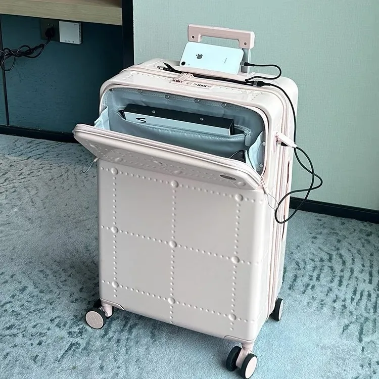 20 24 26 inch Luggage Front Open with Cup Holder USB Charging Port Portable Universal Wheel Suitcase Boarding Code Case chassis
20 24 26 inch Luggage Front Open with Cup Holder USB Charging Port Portable Universal Wheel Suitcase Boarding Code Case chassis