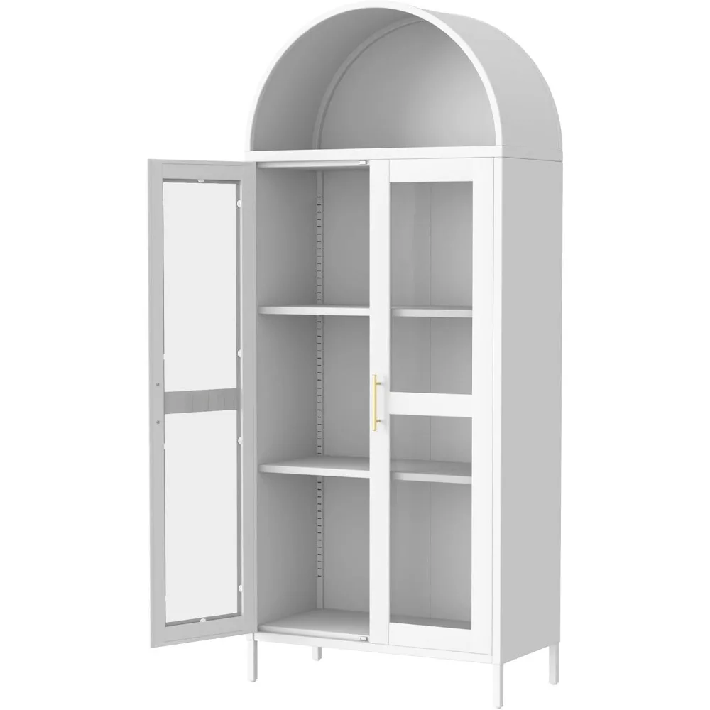 73" Arched Metal Pantry Cabinet with Glass Door & 2 Adjustable Shelves,Modern Farmhouse Storage for Dining/Living Room - White,
73" Arched Metal Pantry Cabinet with Glass Door & 2 Adjustable Shelves,Modern Farmhouse Storage for Dining/Living Room - White,