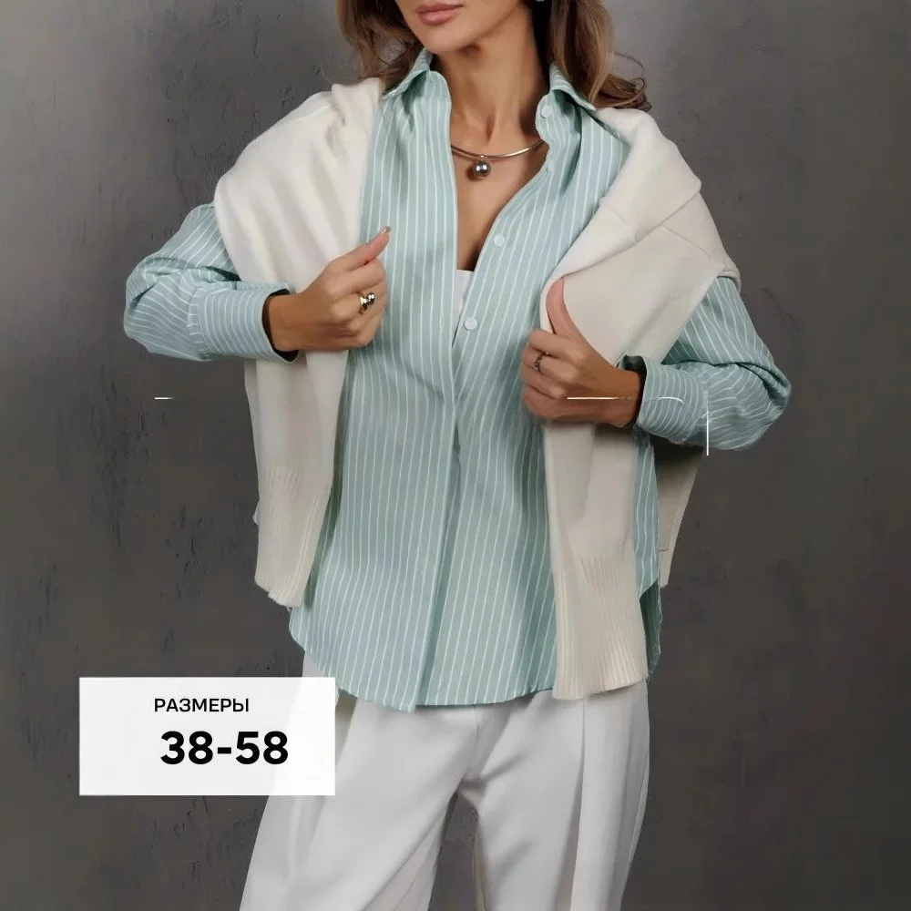 Loose plus Size Striped Women's irt Casual Sle Long Sve Collar Polyester Fabric Women's Clothing New Arrival
Loose plus Size Striped Women's irt Casual Sle Long Sve Collar Polyester Fabric Women's Clothing New Arrival