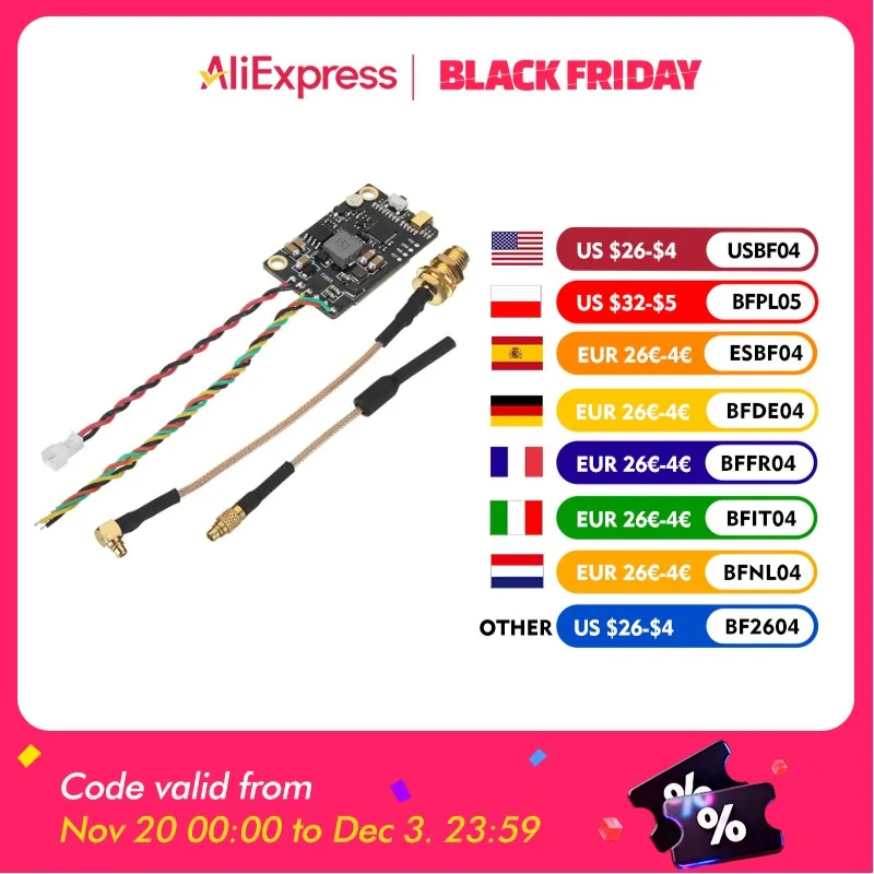 Eachine TX805 5.8G 40CH 25/200/600/800mW FPV Transmitter VTX LED Display Support OSD/Pitmode/Smartaudio Remote Control Parts
Eachine TX805 5.8G 40CH 25/200/600/800mW FPV Transmitter VTX LED Display Support OSD/Pitmode/Smartaudio Remote Control Parts