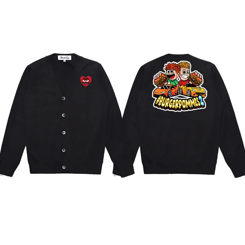 Burgerpommes 2 Icrimax Graphic Men Cardigan Cotton Cool Snag Heart Embroidery V-Neck Single Breasted Long Sleeves Autumn Sweater
Burgerpommes 2 Icrimax Graphic Men Cardigan Cotton Cool Snag Heart Embroidery V-Neck Single Breasted Long Sleeves Autumn Sweater