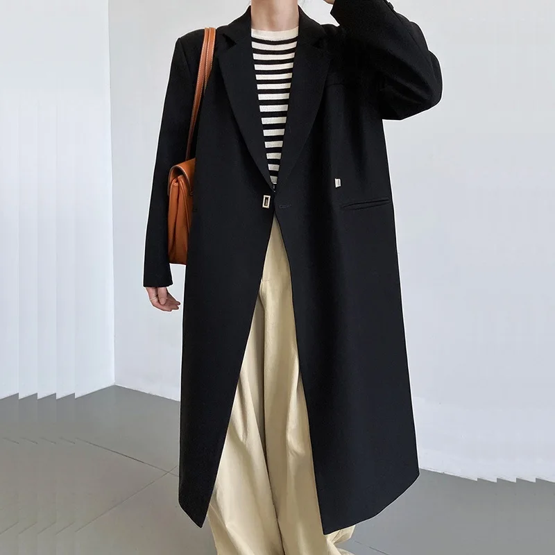 Mid-length Women Suit Jacket Apricot Black Single Buckle Notched Collar Long Sleeve Spring Autumn Casual Female New Blazer Coat
Mid-length Women Suit Jacket Apricot Black Single Buckle Notched Collar Long Sleeve Spring Autumn Casual Female New Blazer Coat