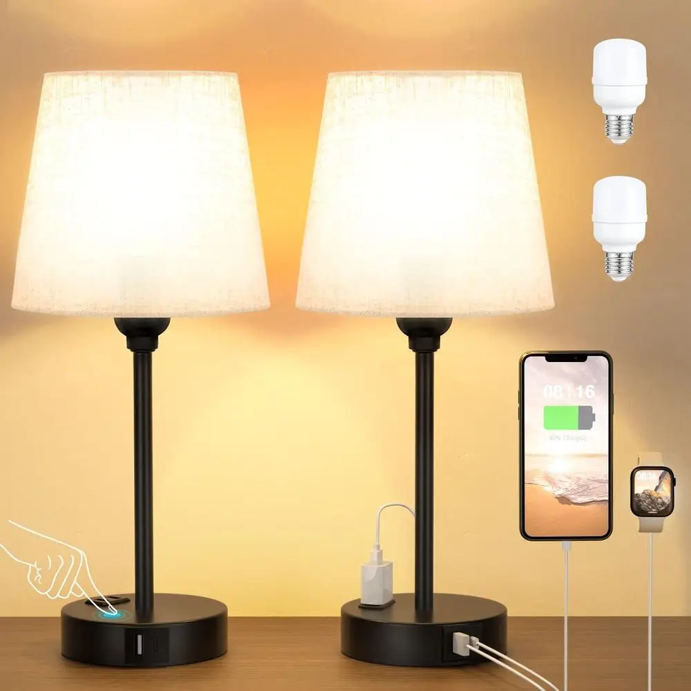 Mini Bede Lamps or Bedrooms Set o 2 - Nightstand Bedroom Lamps with USB C Port and AC Outlet Charging, Dimmable Touch Small Bed
Mini Bede Lamps or Bedrooms Set o 2 - Nightstand Bedroom Lamps with USB C Port and AC Outlet Charging, Dimmable Touch Small Bed