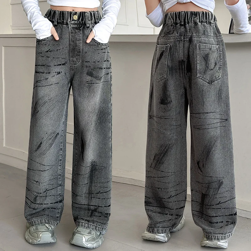 Girls Tie-dye Print Jeans Vintage Fashion Kids Casual Hip Pop Wide Leg Trousers Trend High Waist Children's Loose Denim Pants
Girls Tie-dye Print Jeans Vintage Fashion Kids Casual Hip Pop Wide Leg Trousers Trend High Waist Children's Loose Denim Pants