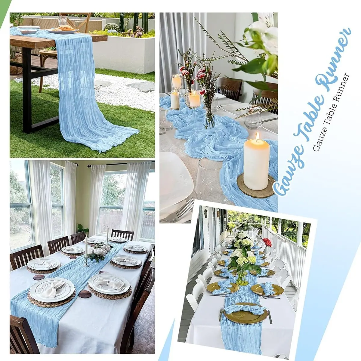 Carefree- 8 Pack Baby Blue Cheese Cloth Table Runners 90x300cm Gauze Table Runner Cheese Cloth Table Runners for Weddings, Baby
Carefree- 8 Pack Baby Blue Cheese Cloth Table Runners 90x300cm Gauze Table Runner Cheese Cloth Table Runners for Weddings, Baby