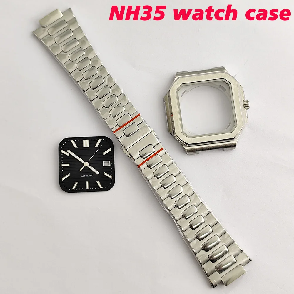 New 42mm square case modified stainless steel case Fit for NH35NH36 movement NH35 case watch strap dial pointer accessories
New 42mm square case modified stainless steel case Fit for NH35NH36 movement NH35 case watch strap dial pointer accessories 