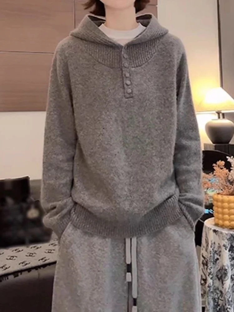 Gray Hooded Knit Sweater Women's Loose Slimming Autumn Winter Fashionable Casual Bottoming Hat Shirt Top Warm Commute Style
Gray Hooded Knit Sweater Women's Loose Slimming Autumn Winter Fashionable Casual Bottoming Hat Shirt Top Warm Commute Style