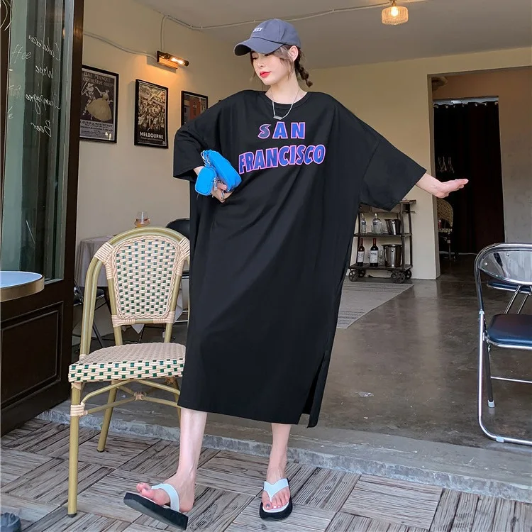 Loose Summer Women's T-shirt Dress Short Sleeve Knee-Length over Knee Long Dress Style Comfortable plus Size Lazy Style Sleep...
Loose Summer Women's T-shirt Dress Short Sleeve Knee-Length over Knee Long Dress Style Comfortable plus Size Lazy Style Sleep...