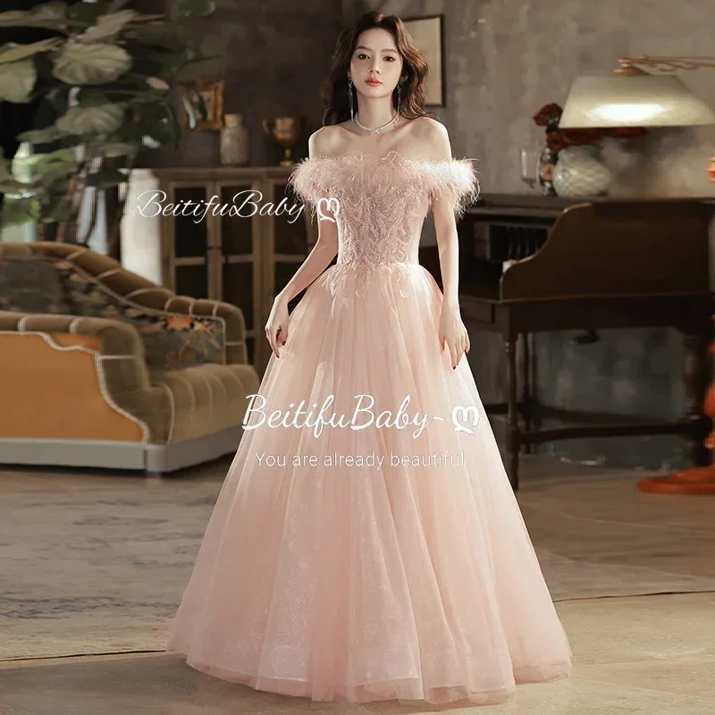 BeitifuBaby Organza Strapless Evening Dress for Women Princess Style Pink Feather A-line Skirts Ball Gown Banquet Party Dresses
BeitifuBaby Organza Strapless Evening Dress for Women Princess Style Pink Feather A-line Skirts Ball Gown Banquet Party Dresses