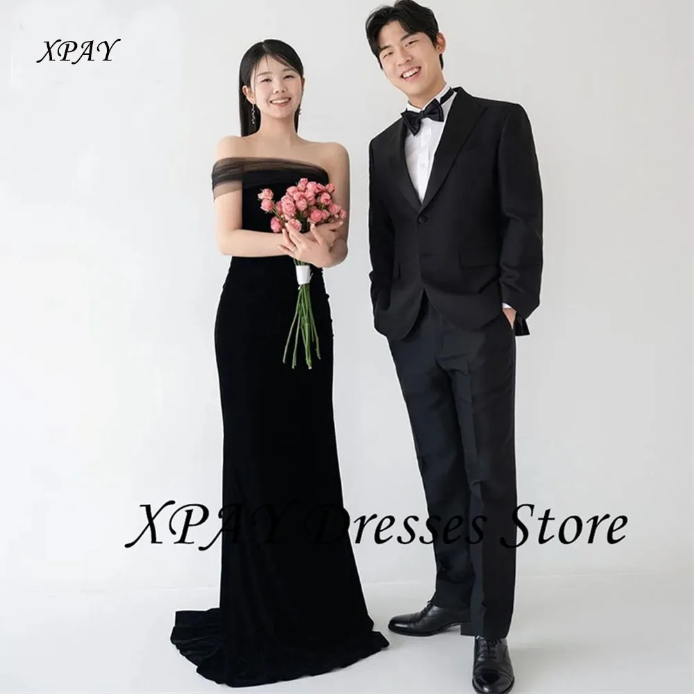 XPAY Simple Black Korea Wedding Dresses Square Neck Wide Straps Photos Shoot Dress Customized Corset Long Formal Evening Gown
XPAY Simple Black Korea Wedding Dresses Square Neck Wide Straps Photos Shoot Dress Customized Corset Long Formal Evening Gown