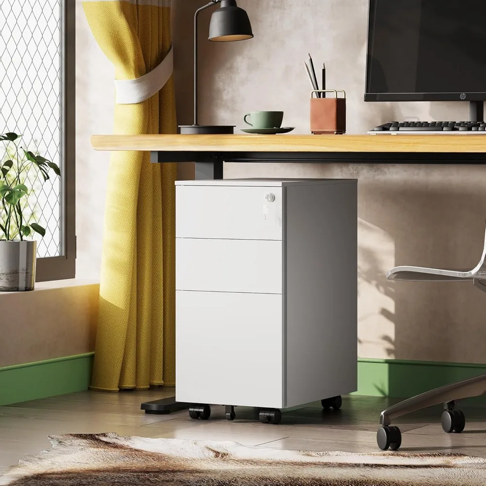 Small Filing Cabinet with 3 Drawers with Slim Width for Home Office, Rolling Under Desk Cabinet (11.8 inch), Filing Cabinets 
Small Filing Cabinet with 3 Drawers with Slim Width for Home Office, Rolling Under Desk Cabinet (11.8 inch), Filing Cabinets