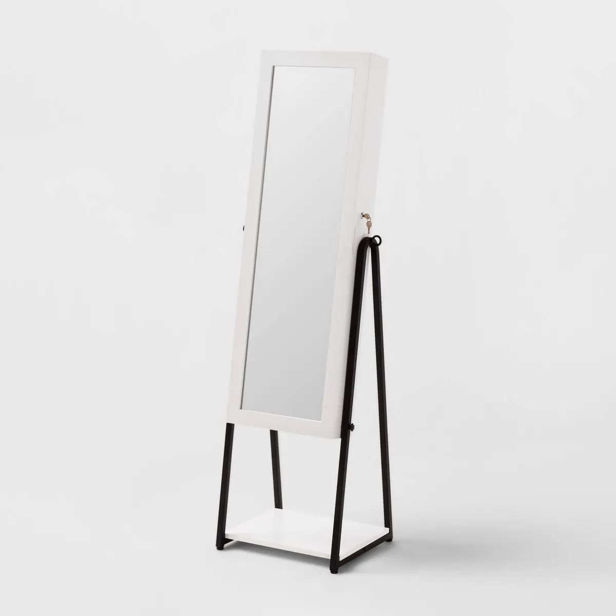 Jewelry Cabinet with Mirror: Full-Length Organizer, MDF, Rectangle, White, 60.75" Height, 5 Pieces
Jewelry Cabinet with Mirror: Full-Length Organizer, MDF, Rectangle, White, 60.75" Height, 5 Pieces