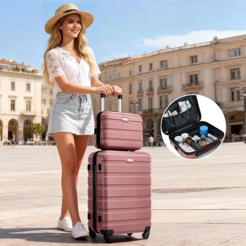 4 Piece Luggage Set Carry On 22x14x9 Airline Approved ABS Hardside 20 Inch Spinner Wheels Travel Rose Gold
4 Piece Luggage Set Carry On 22x14x9 Airline Approved ABS Hardside 20 Inch Spinner Wheels Travel Rose Gold