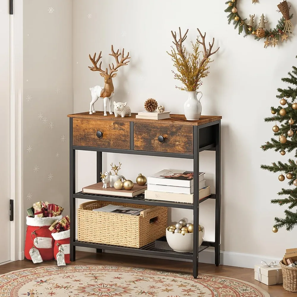 29.5" Narrow Console Table with 2 Fabric Drawers, Small Entryway Table with 3-Tier Storage Shelves, Thin Sofa Table,
29.5" Narrow Console Table with 2 Fabric Drawers, Small Entryway Table with 3-Tier Storage Shelves, Thin Sofa Table,
