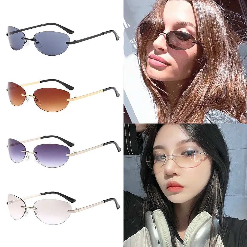 Trendy Oval Rimless Sunglasses Y2K UV400 Transparent Eyewear Wrap Around 2000's Sun Glasses for Women & Men
Trendy Oval Rimless Sunglasses Y2K UV400 Transparent Eyewear Wrap Around 2000's Sun Glasses for Women & Men