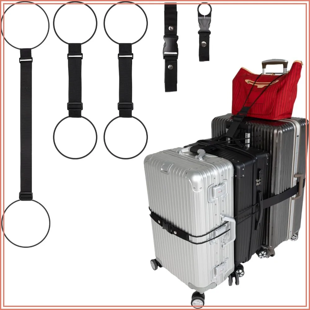 3-Pack Adjustable Luggage Straps: Connect Up to 3 Suitcases, Elastic Rope, 600D Polyester, with Buckle & Bottle Clip
3-Pack Adjustable Luggage Straps: Connect Up to 3 Suitcases, Elastic Rope, 600D Polyester, with Buckle & Bottle Clip