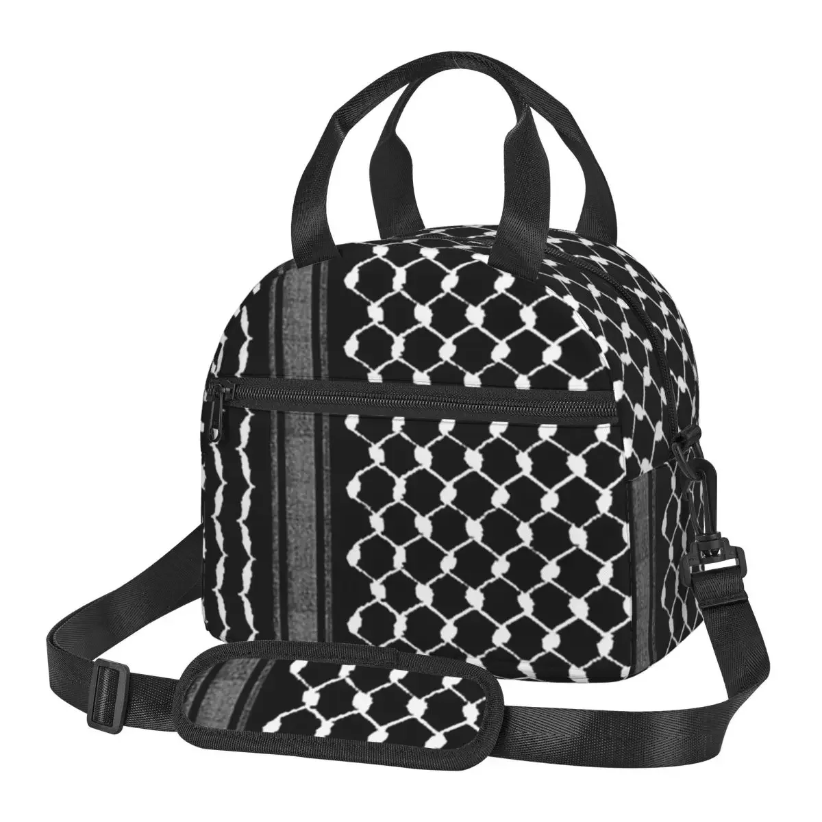 Palestinian Traditional Hatta Kufiya Pattern Insulated Lunch Bag for Women Children Portable Food Boxes Thermal Lunch Box Tote
Palestinian Traditional Hatta Kufiya Pattern Insulated Lunch Bag for Women Children Portable Food Boxes Thermal Lunch Box Tote