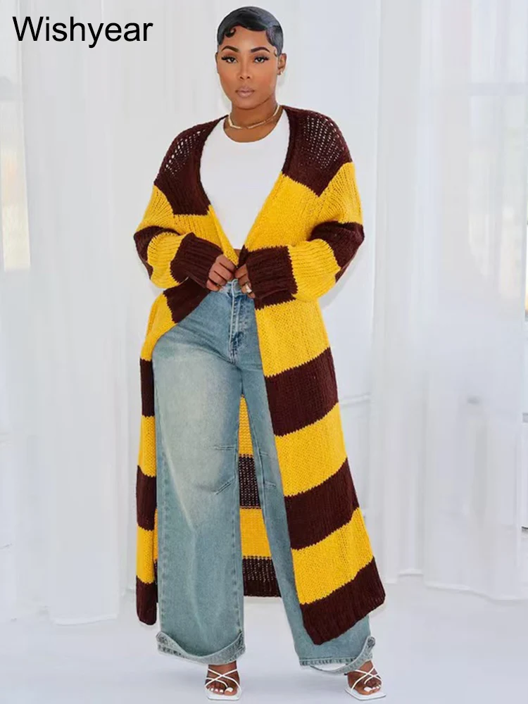 Fashion Autumn Winter Warm Women Cardigan Long Jacket Knitted Sweater Cardigan Yellow Patchwork Open Stitch Coat Streetwear New
Fashion Autumn Winter Warm Women Cardigan Long Jacket Knitted Sweater Cardigan Yellow Patchwork Open Stitch Coat Streetwear New