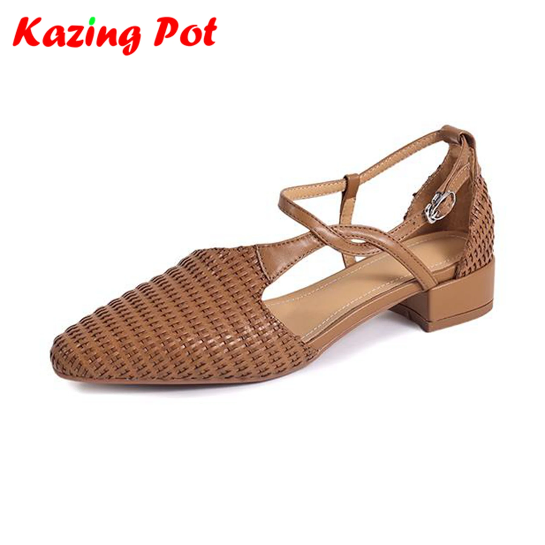 Krazing Pot Cow Skin Ins Square Toe Thick Low Heels Straw Weaving Style Summer Sandals Ankle Buckle Straps Women Shallow Pumps
Krazing Pot Cow Skin Ins Square Toe Thick Low Heels Straw Weaving Style Summer Sandals Ankle Buckle Straps Women Shallow Pumps
