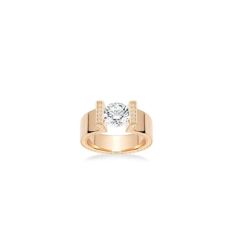 BELLUX 925 Silver Synthetic Zircon Champagne Gold H Suspended Single Diamond (London Eye) Fashion Design Ring
BELLUX 925 Silver Synthetic Zircon Champagne Gold H Suspended Single Diamond (London Eye) Fashion Design Ring