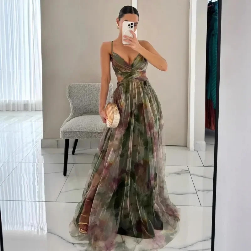 2025 V-Neck Sexy Hollow Out Party Dress Women Summer Fashion Printing Maxi Dress Sleeveless Lace-Up Ladies Dress Vestido
2025 V-Neck Sexy Hollow Out Party Dress Women Summer Fashion Printing Maxi Dress Sleeveless Lace-Up Ladies Dress Vestido