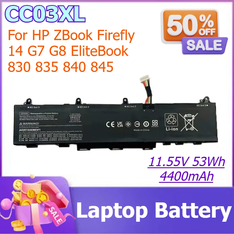 CC03XL Аккумулятор 11,55 В, 53 Втч, 4400 мАч для HP ZBook Firefly 14 G7 G8 EliteBook 830 835 840 845 G7 Probook 635 Aero G7 G8 Series
CC03XL Аккумулятор 11,55 В, 53 Втч, 4400 мАч для HP ZBook Firefly 14 G7 G8 EliteBook 830 835 840 845 G7 Probook 635 Aero G7 G8 Series