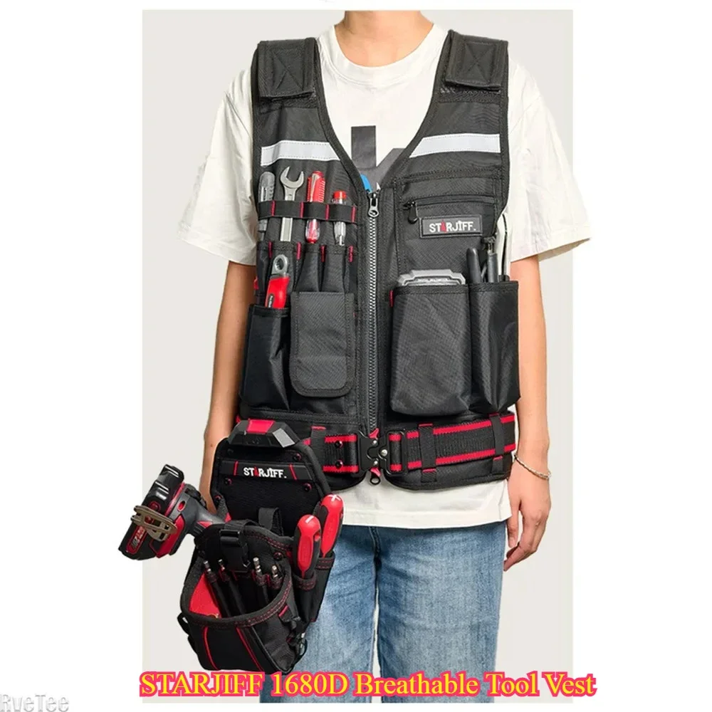 STARJIFF 1680D Breathable Multi-Pocket Tool Vest With Belt For Electrician Tools Organizer Man Gift
STARJIFF 1680D Breathable Multi-Pocket Tool Vest With Belt For Electrician Tools Organizer Man Gift