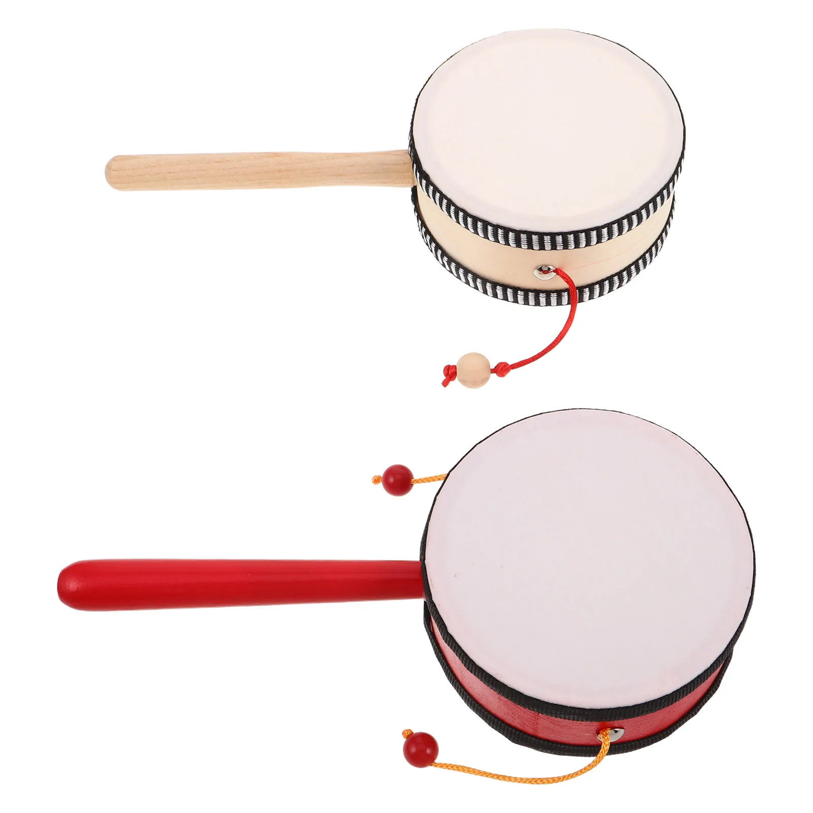 2pcs Percussion Instruments 4 Inch Wooden Monkey Drum Handheld Spinning Rattle For Music Learning Musical