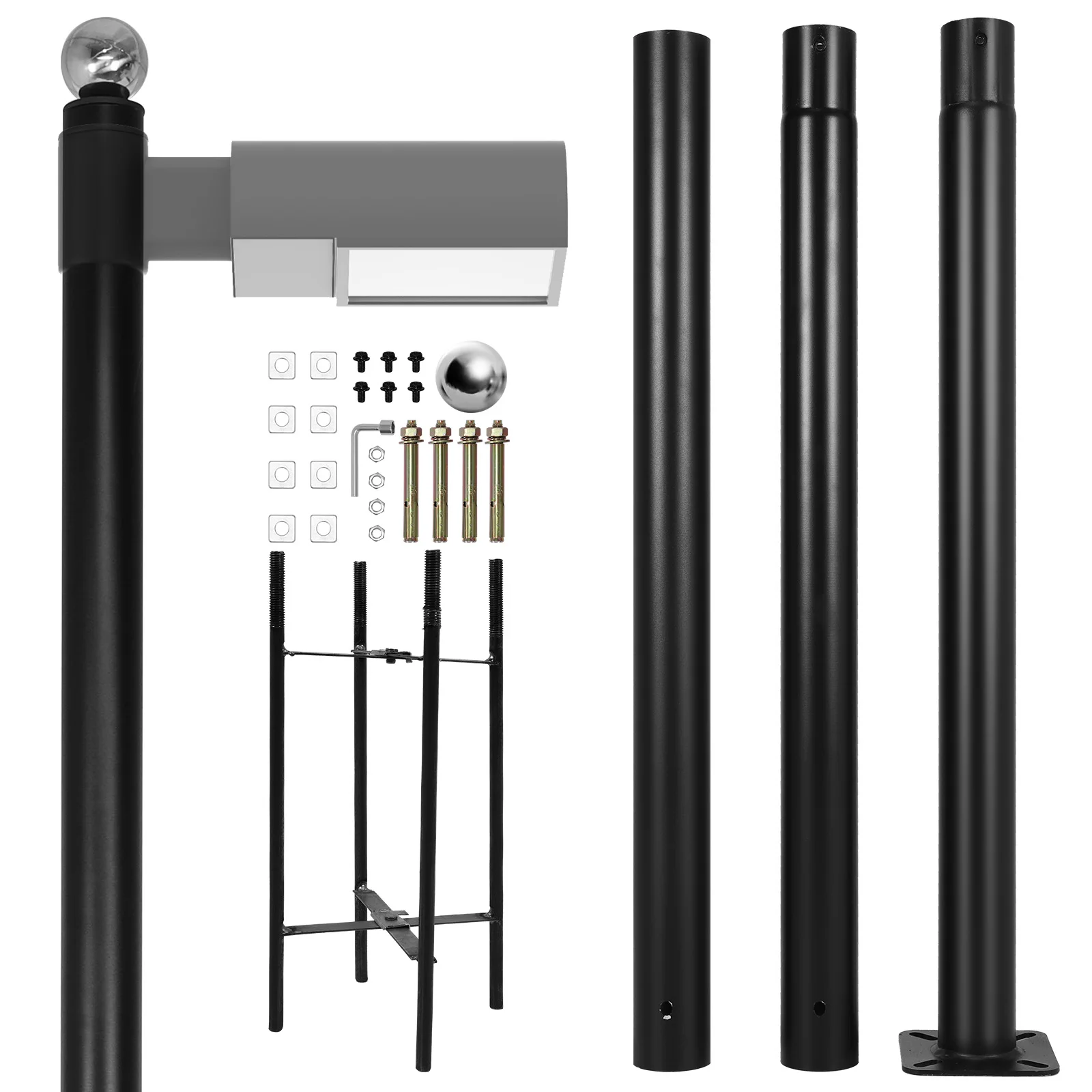 10Ft Tall Courtyard Light Pole with Rebar Cage Base Metal Split Road Poles Weather-Resistant for Parking Backyard Patio Yard
10Ft Tall Courtyard Light Pole with Rebar Cage Base Metal Split Road Poles Weather-Resistant for Parking Backyard Patio Yard