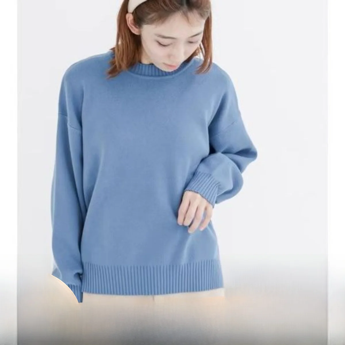 Loose Fit round Ne Pullover Sweater Women's Color Simple Design Elastici Good New Sle Japanese Sle Knitwear
Loose Fit round Ne Pullover Sweater Women's Color Simple Design Elastici Good New Sle Japanese Sle Knitwear