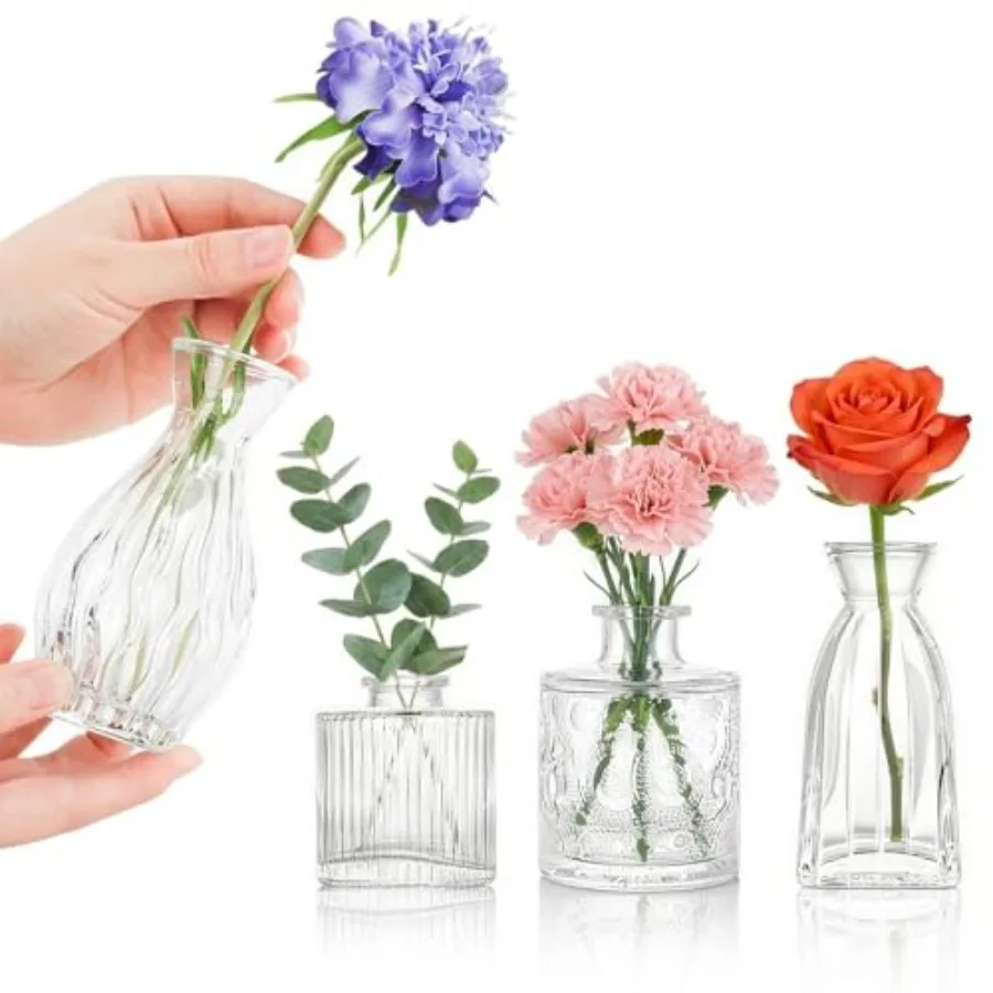 Glass Bud Vases Set of 4, 4 Sizes of Small Flower Vase for Party or Home Table Decorations
Glass Bud Vases Set of 4, 4 Sizes of Small Flower Vase for Party or Home Table Decorations
