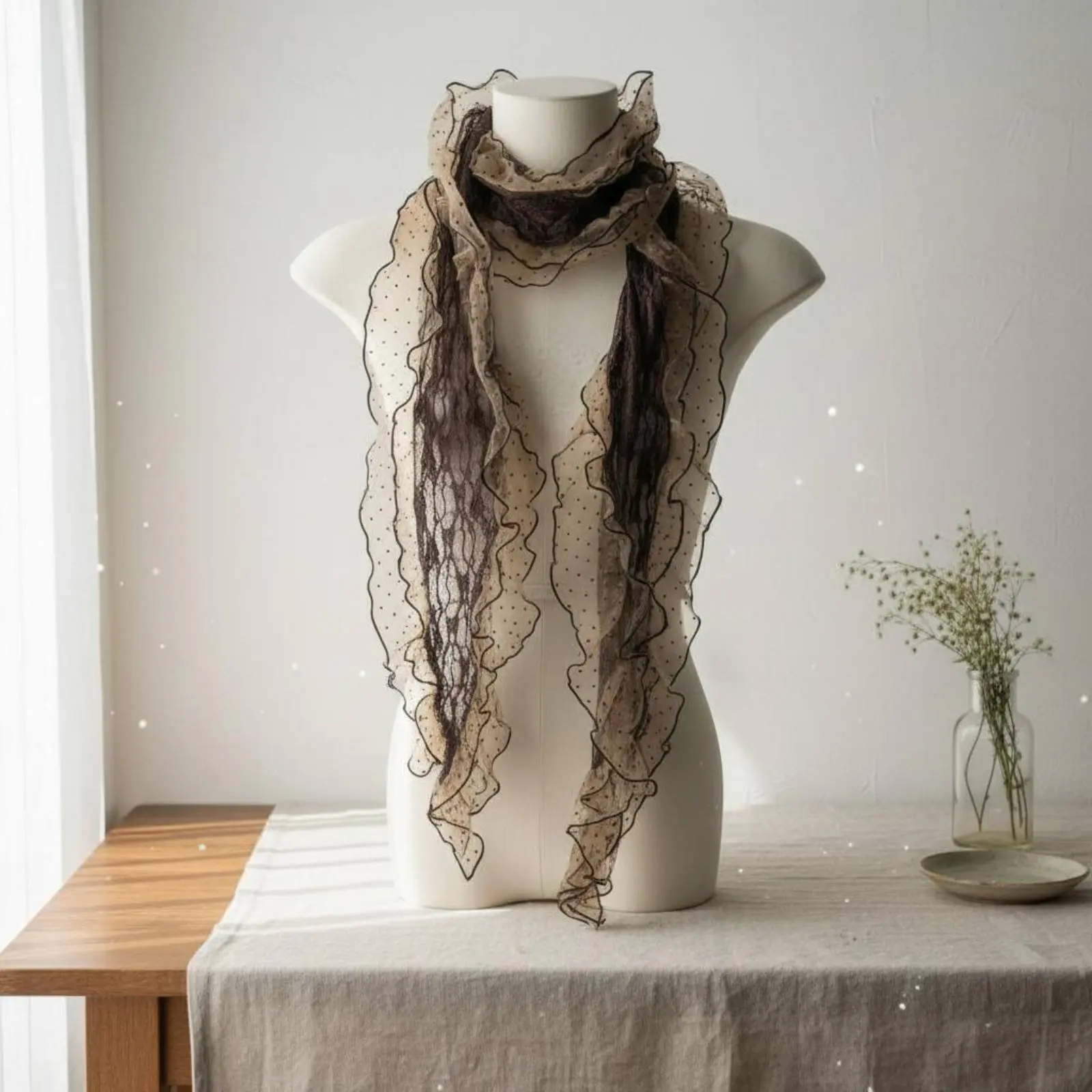 Transparent Dotted Scarf Decorative Lace Neck Wrap Mesh Head Scarf Skin-Friendly Fashion Accessory Sun Protection for Girls
Transparent Dotted Scarf Decorative Lace Neck Wrap Mesh Head Scarf Skin-Friendly Fashion Accessory Sun Protection for Girls