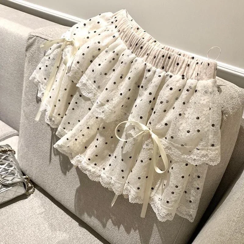 Sweet Wave Point Lace Bow Women Skirts Y2K Fashion Faldas Mujer High Waist Preppy Skirt Summer New Folds Cake Skirts New
Sweet Wave Point Lace Bow Women Skirts Y2K Fashion Faldas Mujer High Waist Preppy Skirt Summer New Folds Cake Skirts New