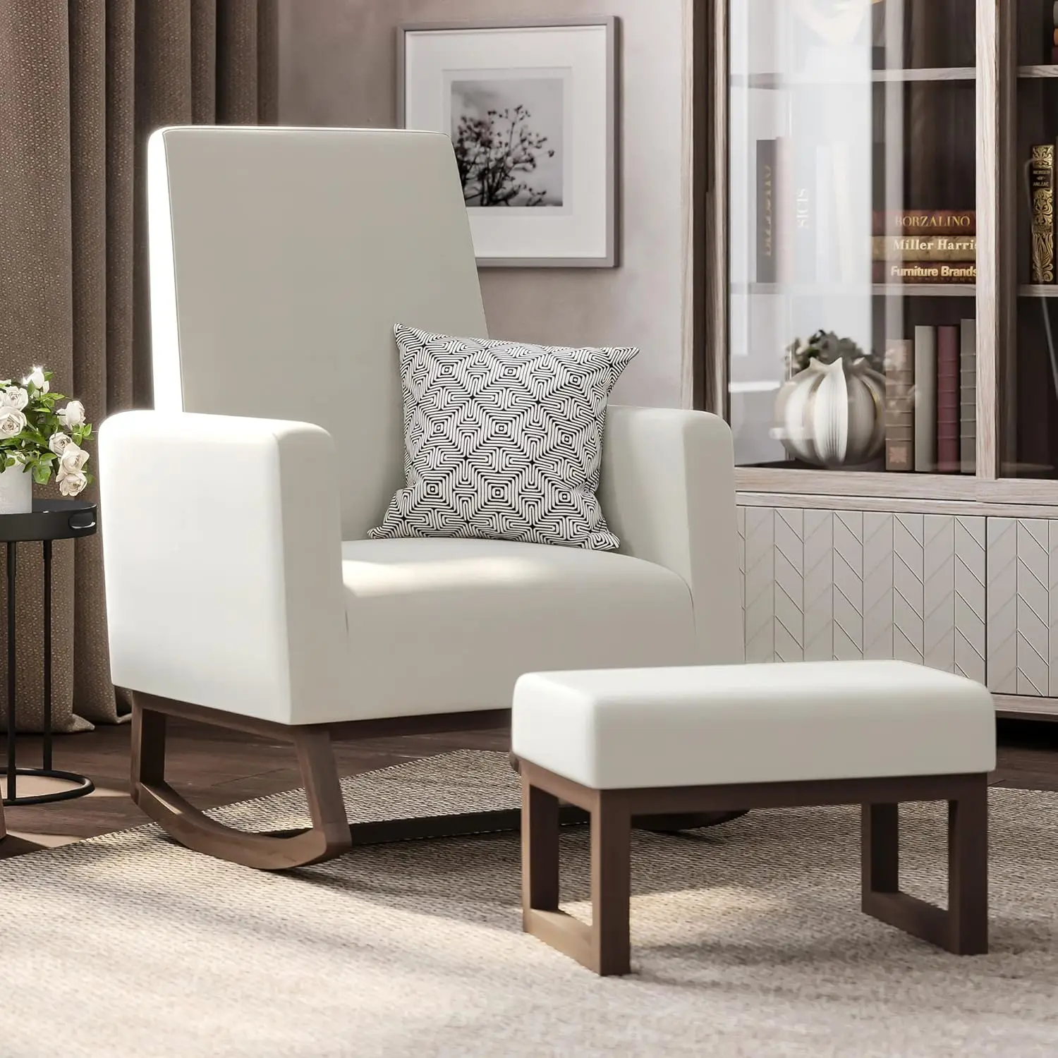 Nursery Glider Rocker with Comfortable Padded Seat Solid Wood Base, Upholstery Arm Chair for Living Room Bedroom Baby Room
Nursery Glider Rocker with Comfortable Padded Seat Solid Wood Base, Upholstery Arm Chair for Living Room Bedroom Baby Room