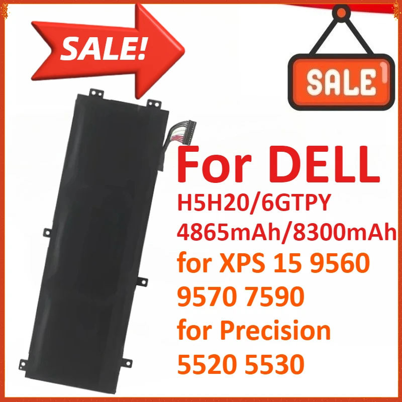 Новый аккумулятор для ноутбука H5H20/6GTPY 4865 мАч/8300 мАч для DELL XPS 15 9560 9570 7590 для ноутбука серии DELL Precision 5520 5530
Новый аккумулятор для ноутбука H5H20/6GTPY 4865 мАч/8300 мАч для DELL XPS 15 9560 9570 7590 для ноутбука серии DELL Precision 5520 5530