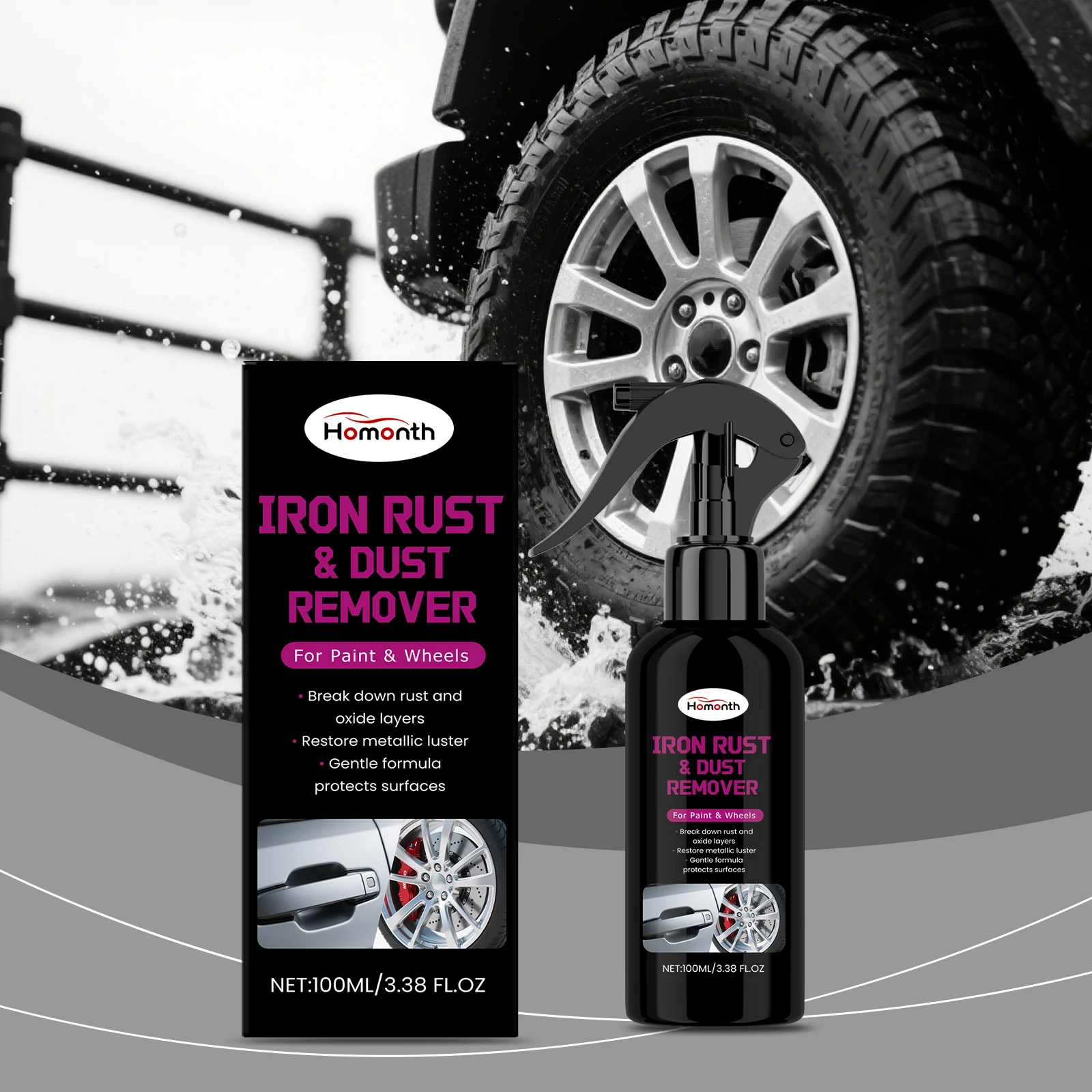 Car Wheel Hub Rust Remover Spray-Aids Metal Rust Stain Dissolution, Boosts Hub Shine, Great for Daily Wheel Maintenance Cleaning
Car Wheel Hub Rust Remover Spray-Aids Metal Rust Stain Dissolution, Boosts Hub Shine, Great for Daily Wheel Maintenance Cleaning