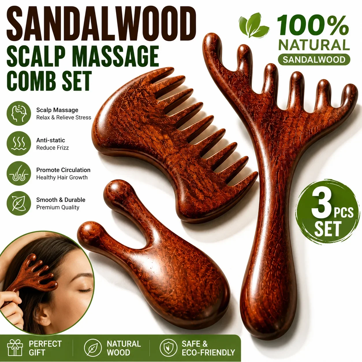 Natural Sandalwood Massage Comb Set Anti-Static Scalp Meridian Massager Acupoint Guasha Tool for Head Neck Relaxation Hair Care
Natural Sandalwood Massage Comb Set Anti-Static Scalp Meridian Massager Acupoint Guasha Tool for Head Neck Relaxation Hair Care