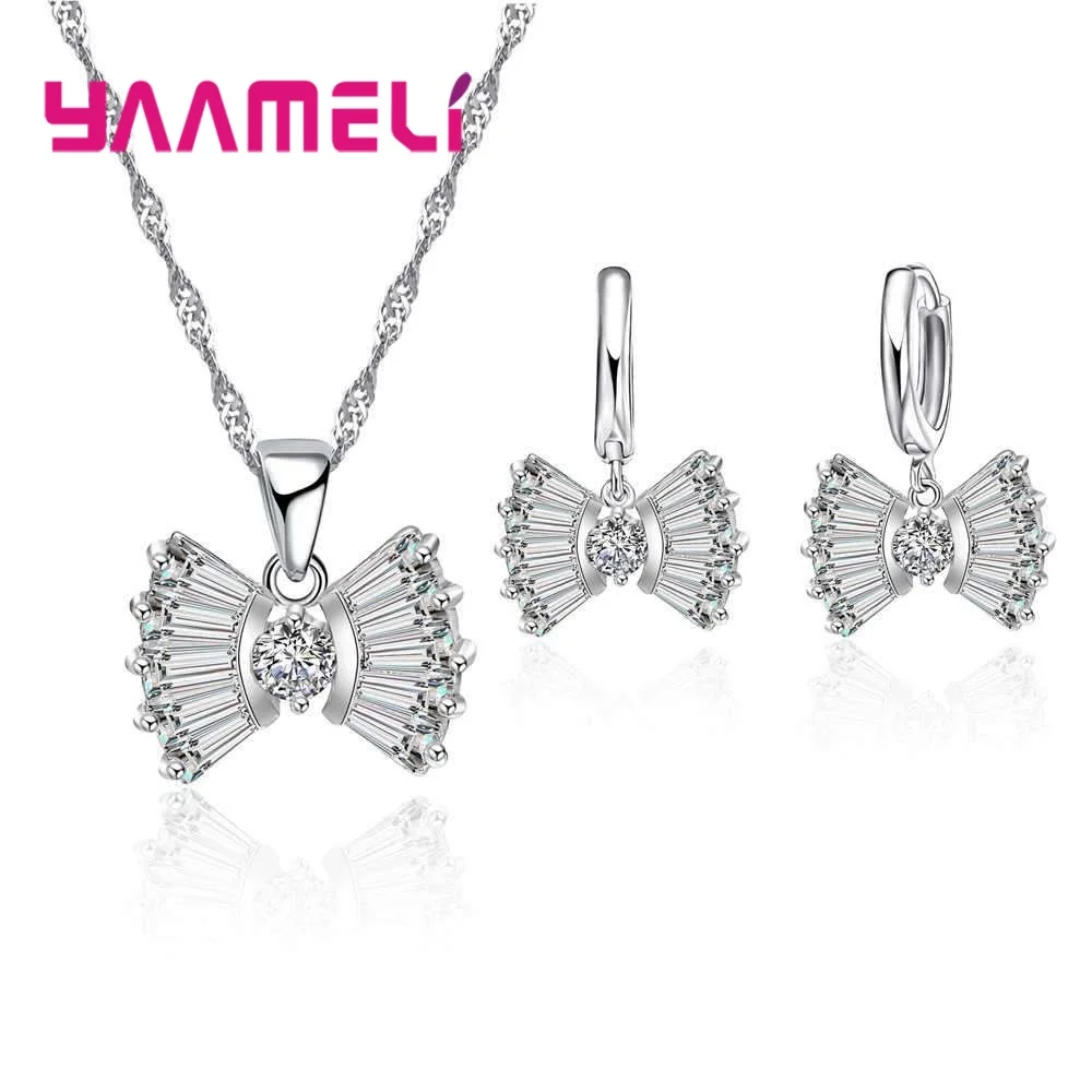 Lovely Women Bowknot Pendants Necklaces Earrings Jewelry Set For Party Accessory Anniversary 925 Sterling Silver Jewellery Sets
Lovely Women Bowknot Pendants Necklaces Earrings Jewelry Set For Party Accessory Anniversary 925 Sterling Silver Jewellery Sets