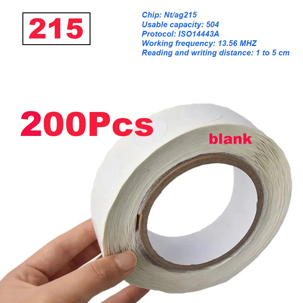 200/500pcs Adhesive NFC 215 Programmable NFC Tags Compatible With Android & IPhone 504 Bytes Memory 13.56 Mhz Smart IC Sticker
200/500pcs Adhesive NFC 215 Programmable NFC Tags Compatible With Android & IPhone 504 Bytes Memory 13.56 Mhz Smart IC Sticker
