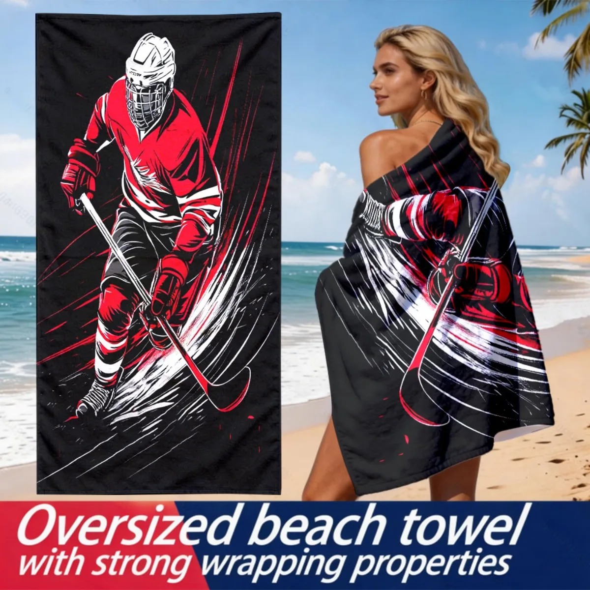 Close-up of the ice hockey player polyester microfiber beach towel is highly absorbent, suitable for swimming and beach outings
Close-up of the ice hockey player polyester microfiber beach towel is highly absorbent, suitable for swimming and beach outings