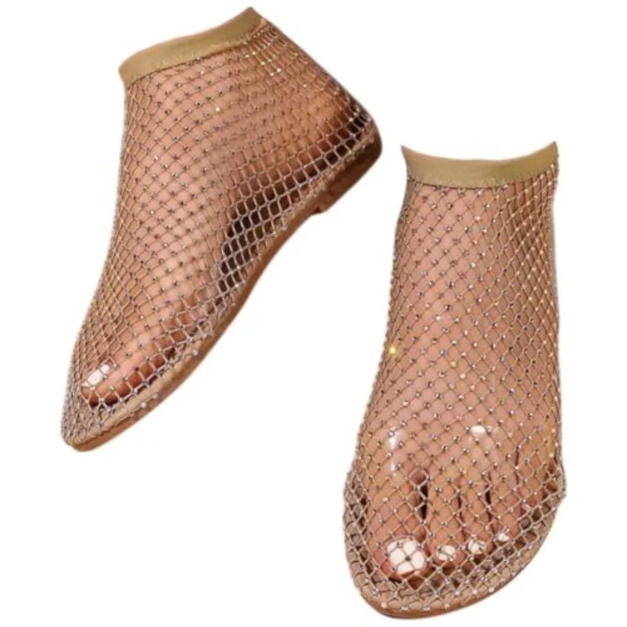 Ultra Comfortable Mesh Flats for Women Fishnet Sandals Low Heel Slip on Rhinestone Shoes
Ultra Comfortable Mesh Flats for Women Fishnet Sandals Low Heel Slip on Rhinestone Shoes
