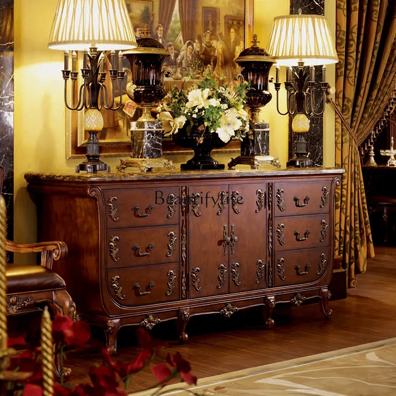 yj19 European-style all-solid wood dining side cabinet carved and equipped with storage marble tea cabinet for home use
yj19 European-style all-solid wood dining side cabinet carved and equipped with storage marble tea cabinet for home use
