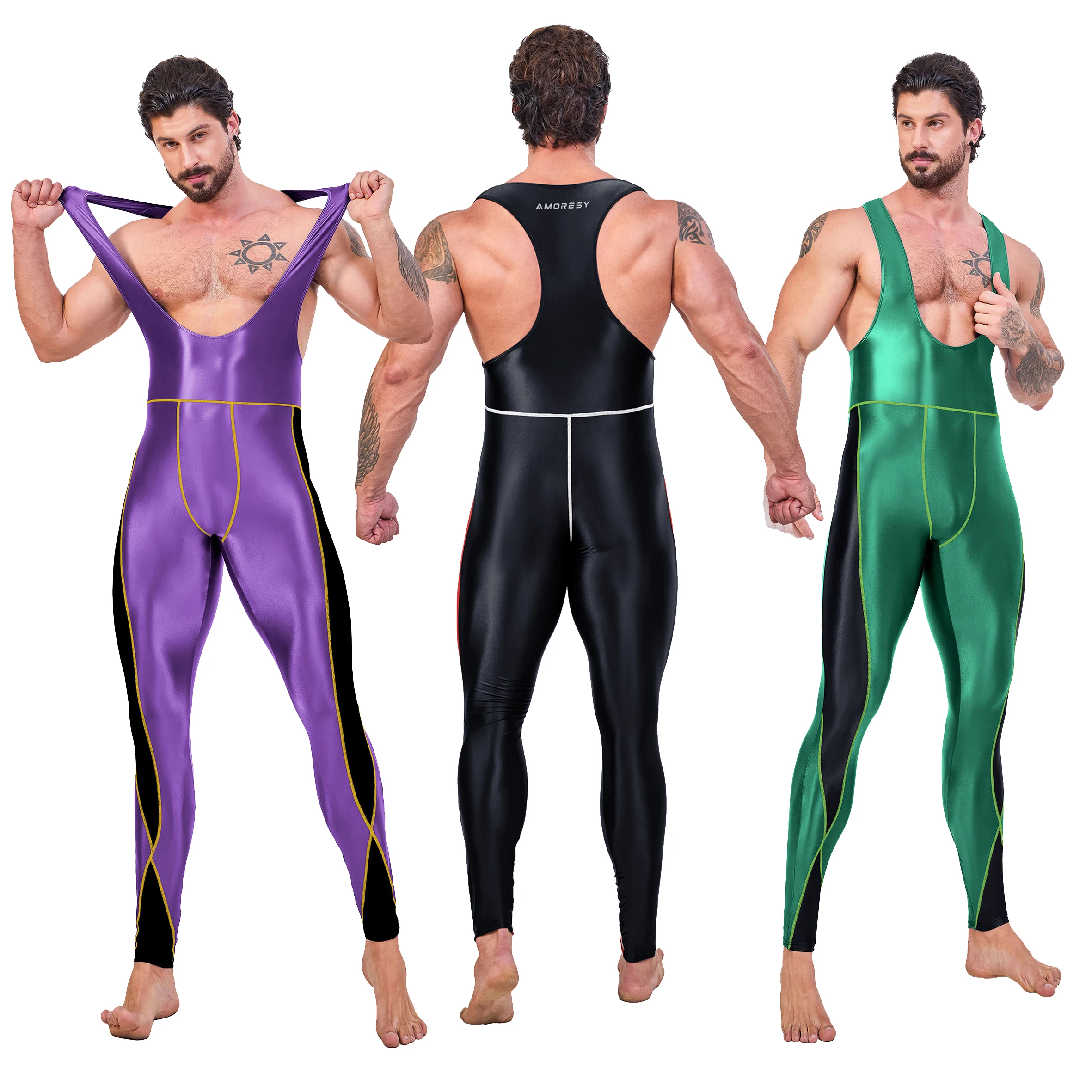 AMORESY Men's Halter Backless Cycling Tights Nine-Point Pants Elastic Soft Comfortable Spandex Jumpsuit for Wrestling Track Suit
AMORESY Men's Halter Backless Cycling Tights Nine-Point Pants Elastic Soft Comfortable Spandex Jumpsuit for Wrestling Track Suit