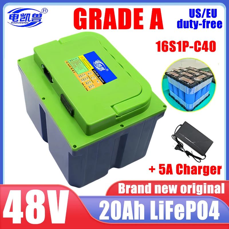 48v 20ah new C40 Lifepo4 Battery pack 16S1P 1500W Motor BMS For E-motorcycle scooter Portable waterproof cells +58.4V 5A Charger
48v 20ah new C40 Lifepo4 Battery pack 16S1P 1500W Motor BMS For E-motorcycle scooter Portable waterproof cells +58.4V 5A Charger